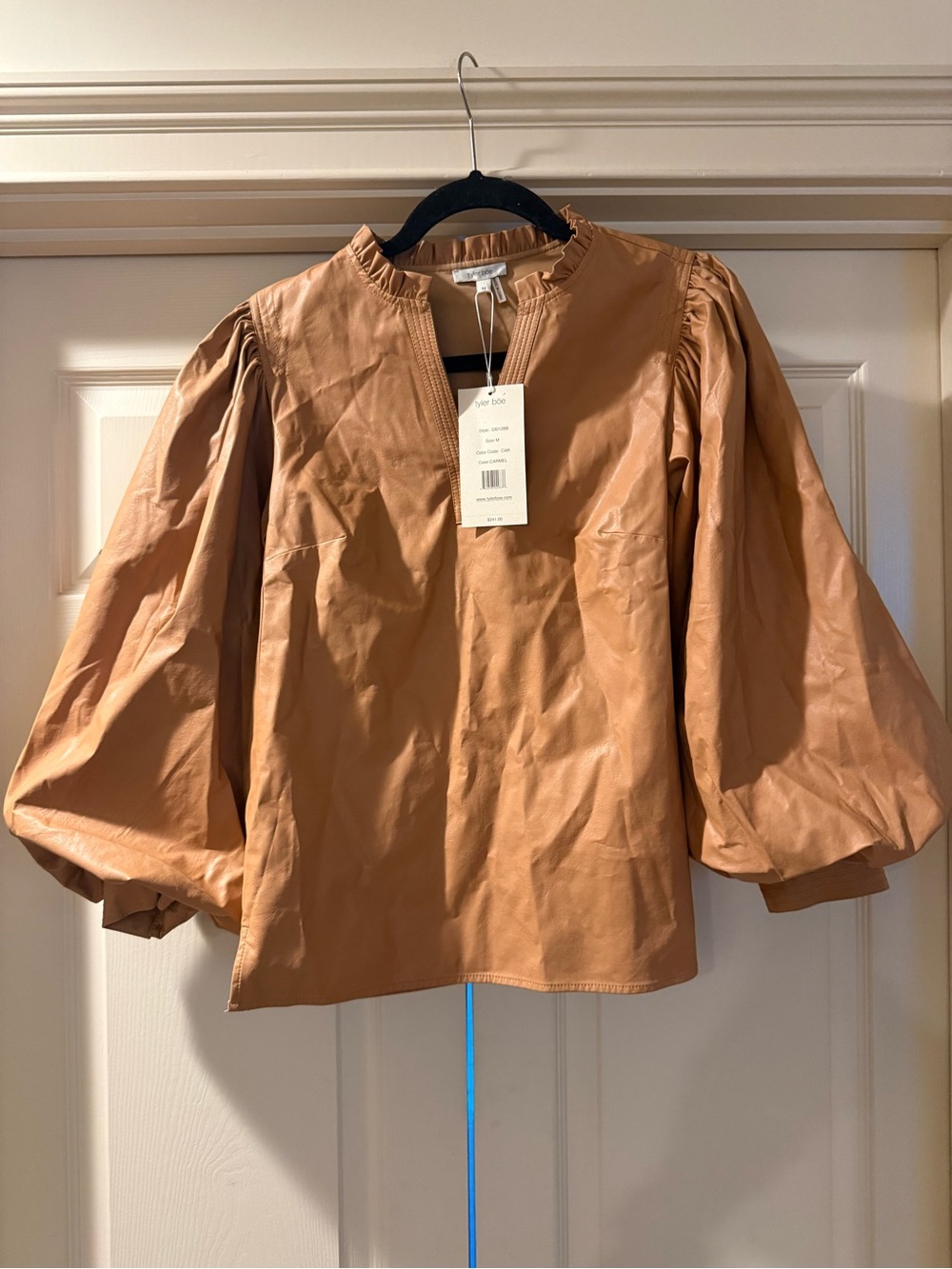 NEW TYLER BOE ellery vegan leather top in caramel